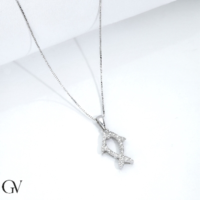 Collar oro blanco 18 quilates con colgante pez en diamantes