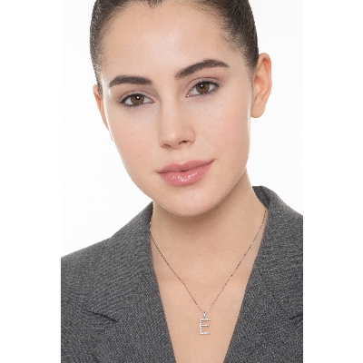Collar con initial E de oro blanco y diamantes