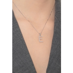 Collar con initial E de oro blanco y diamantes 2