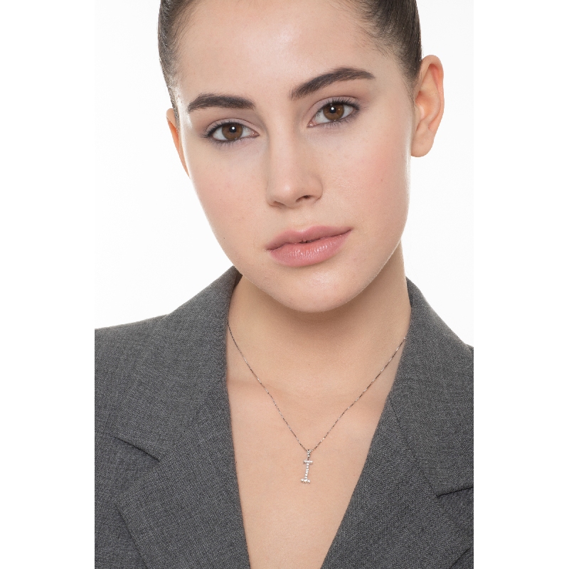 Collar con initial I de oro blanco y diamantes Collar con initial I de oro blanco y diamantes
