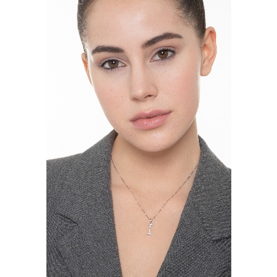 Collar con initial I de oro blanco y diamantes