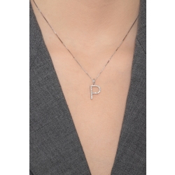 Collar con initial P de oro blanco y diamantes 2