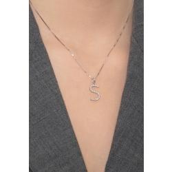 Collar con initial S de oro blanco y diamantes 2