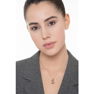 Colgante con initial S oro blanco y diamantes negros