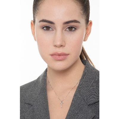 Collar con initial T de oro blanco y diamantes