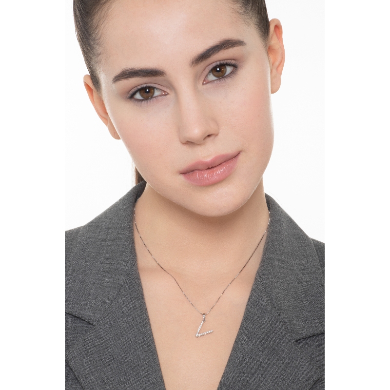 Collar personalizado V Oro Blanco 18k con diamantes