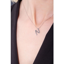 Collar oro blanco 18k letra N diamante 2