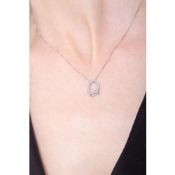 Collar oro blanco 18k letra Q diamante 2