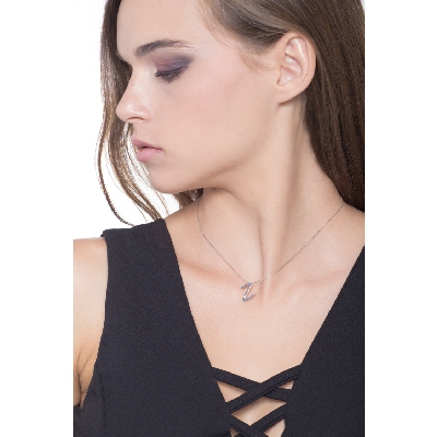 Collar oro blanco 18k letra Z diamante