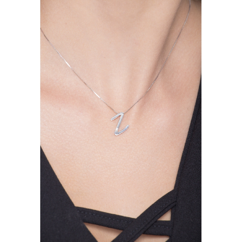 Collar oro blanco 18k letra Z diamante