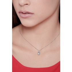Collar de oro blanco de 18 quilates con diamantes y aguamarina ovalada 2