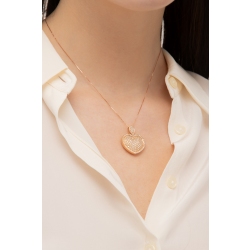 Collar en oro rosa de 18k con colgante de corazon y diamantes 2