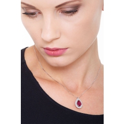 Collar con colgante en gota oro blanco 18k con un rubí  2