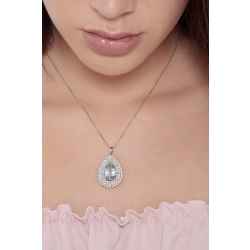 Collar en oro blanco 18k con aquamarina y diamantes 2