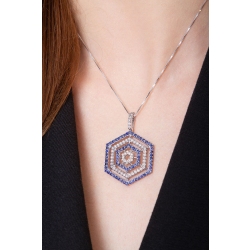 Collar en oro blanco 18 quilates con zafiros azules y diamantes 2