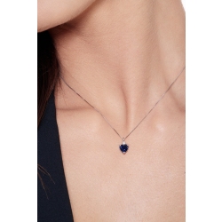 Collar oro blanco de 18 kt con zafiro azul corazón 2