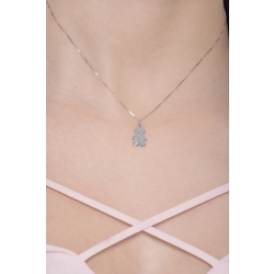 Collar con Péndulo Niña en Oro Blanco 18k con Diamante  2