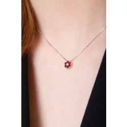Collar con colgante ilusion en oro blanco 18k con diamante y rubies 2