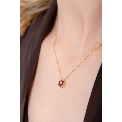 Collar colgante flor oro amarillo 18k con diamante y rubies 2