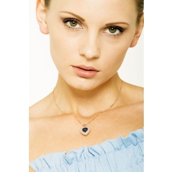 Collar en oro rosa 18k con zafiro azul y diamantes 2