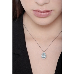 Collar en oro blanco de 18k con aguamarina y diamantes 2