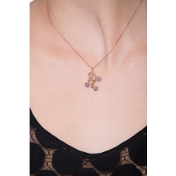 Collar bicolor en oro rosa y blanco 18k con diamantes y rubies 2