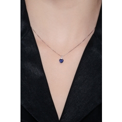 Collar oro blanco 18k corazón zafiro azul y diamante 2