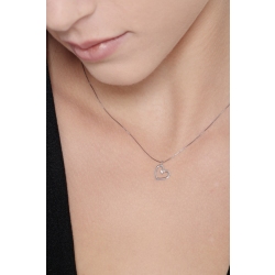 Collar con colgante corazón oro blanco de 18 qt diamante 2