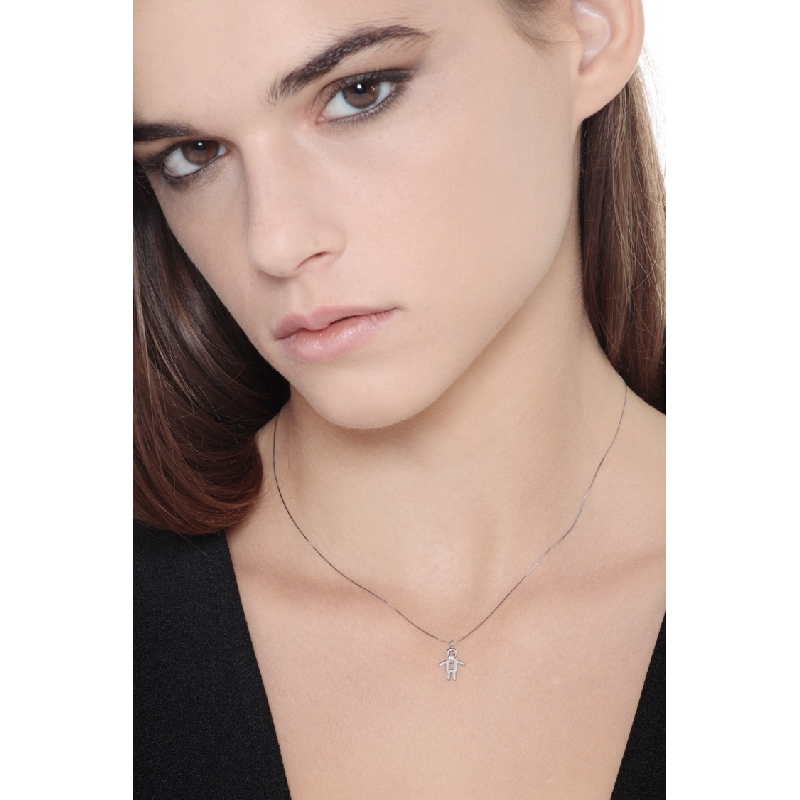 Collar niño oro blanco 18k con diamante brillante