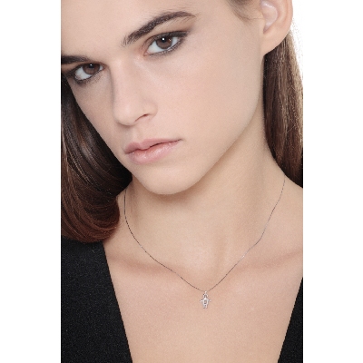 Collar niño oro blanco 18k con diamante brillante