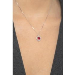 Collar oro blanco 18k corazon con rubi y diamantes 2
