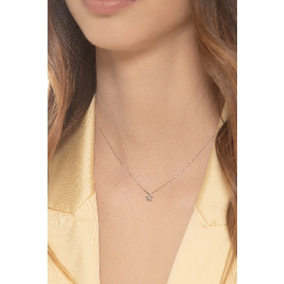Collar oro blanco 18k colgante estrella diamante
