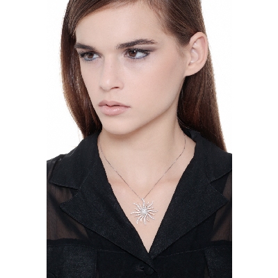 Collar sol oro blanco y rosa 18k con diamantes