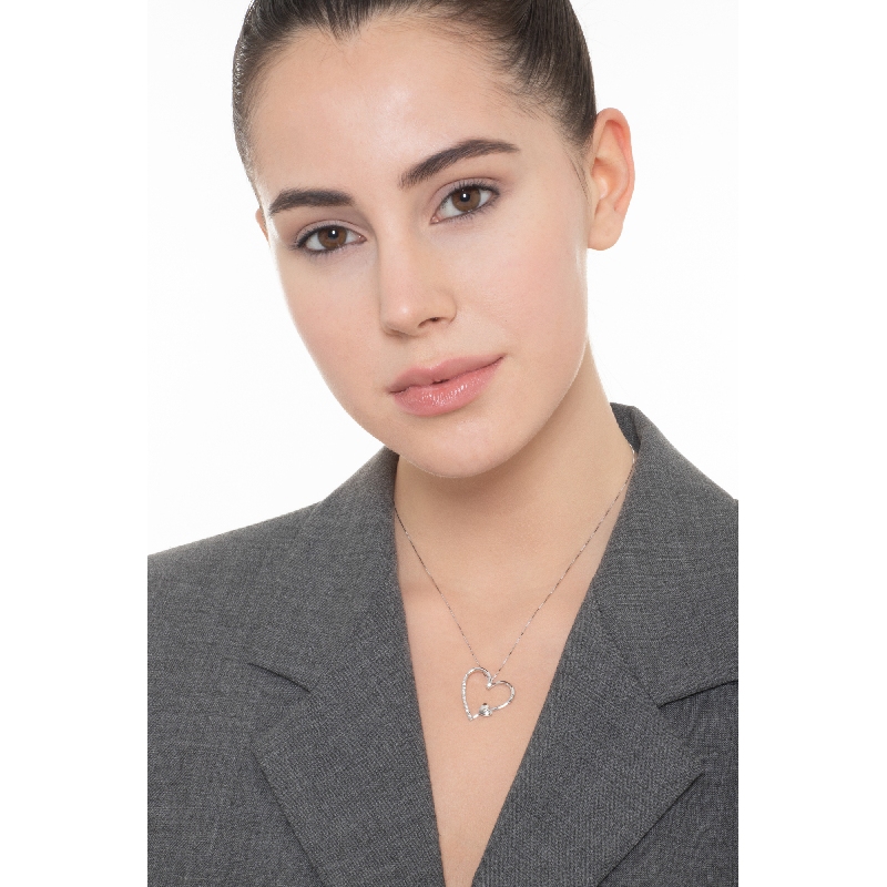 Collar corazon diamantes colgante oro blanco