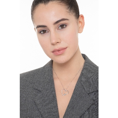 Collar corazon diamantes colgante oro blanco