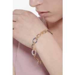 Brazalete cadena en oro amarillo con detalles en oro blanco cm 19 2