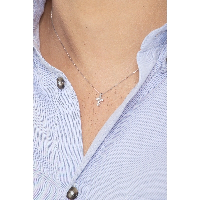 Collar cruz diamantes Oro Blanco 18k 50 cm 