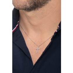 Colgante cruz oro blanco 750 y diamantes  2