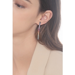 Pendientes tipo tennis en oro blanco de 18k con 20+20 zafiros multicolor 2