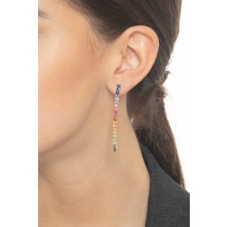 Pendientes riviere en oro amarillo 18k con zafiros multicolores 2