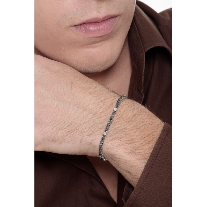 Pulsera Tennis en Oro 18k con Diamantes Negros y Blancos