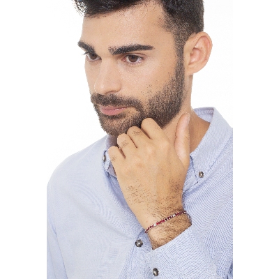 Pulsera Tennis en Oro Blanco 18k Diamantes y Rubíes 