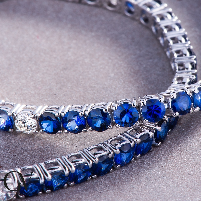 Pulsera Zafiros azules y diamantes oro 750 Pulsera Zafiros azules y diamantes oro 750