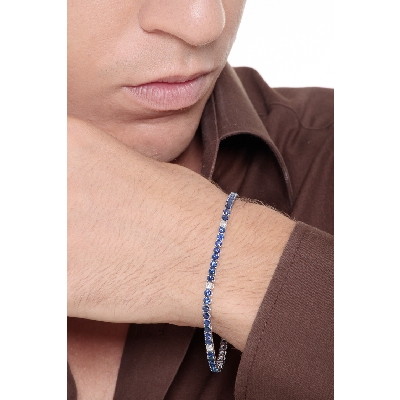 Pulsera Zafiros azules y diamantes oro 750