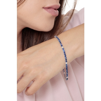 Pulsera Zafiros azules y diamantes oro 750
