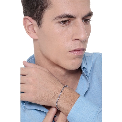 Pulsera riviera oro blanco 18k con zafiros azules