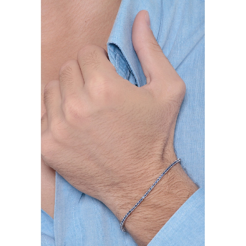 Pulsera riviera oro blanco 18k con zafiros azules