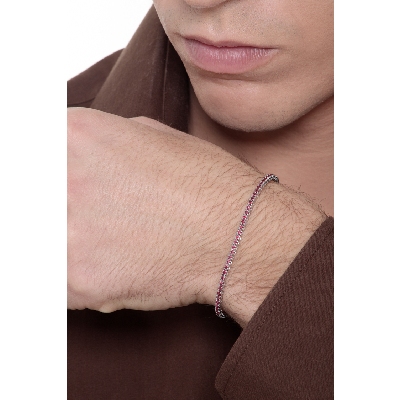 Pulsera Tennis de garra en oro blanco de 18 quilates con rubíes