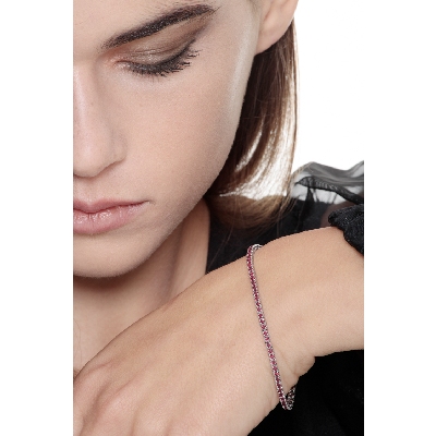 Pulsera Tennis de garra en oro blanco de 18 quilates con rubíes