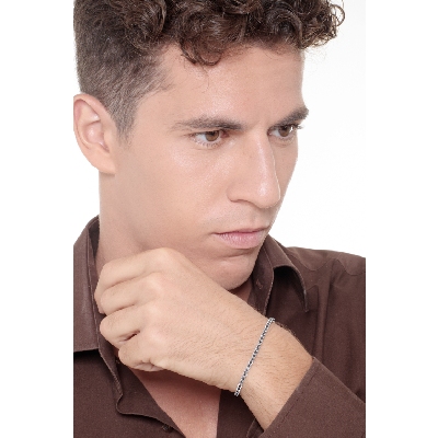 Pulsera Tennis Oro Blanco 18k con Diamantes Negros